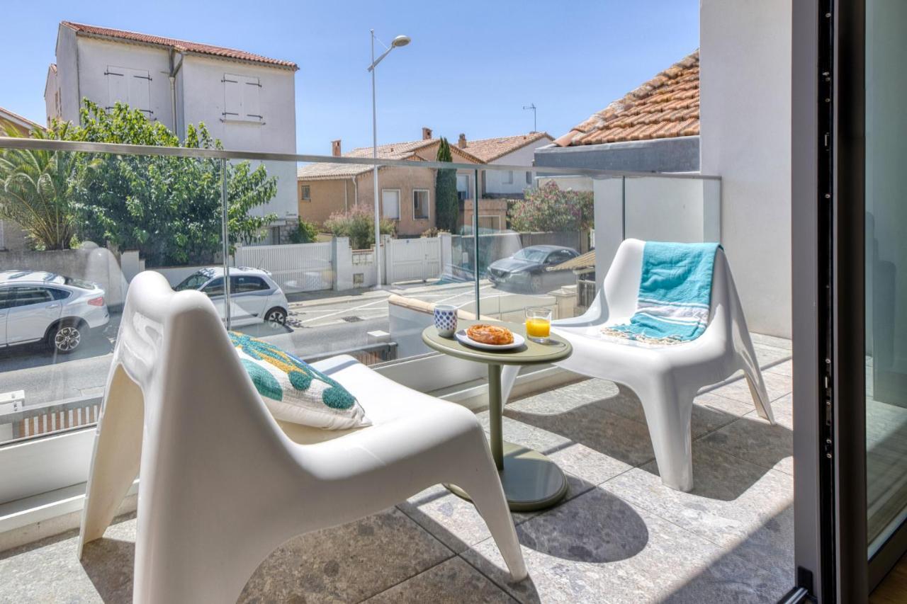 South-Of-France T2 Neuf Haut De Gamme, Climatise, Parking Gratuit, 2Eme Ligne Balcon 카르농 플라주 외부 사진