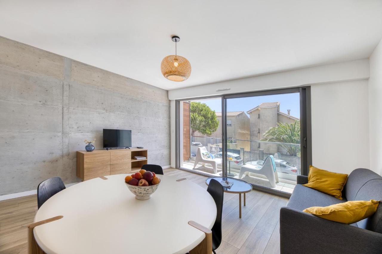 South-Of-France T2 Neuf Haut De Gamme, Climatise, Parking Gratuit, 2Eme Ligne Balcon 카르농 플라주 외부 사진