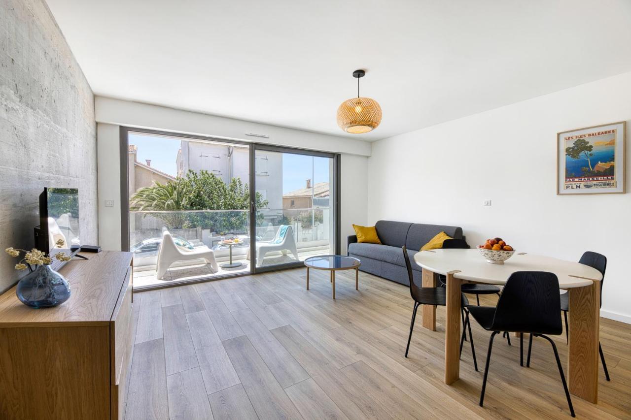 South-Of-France T2 Neuf Haut De Gamme, Climatise, Parking Gratuit, 2Eme Ligne Balcon 카르농 플라주 외부 사진